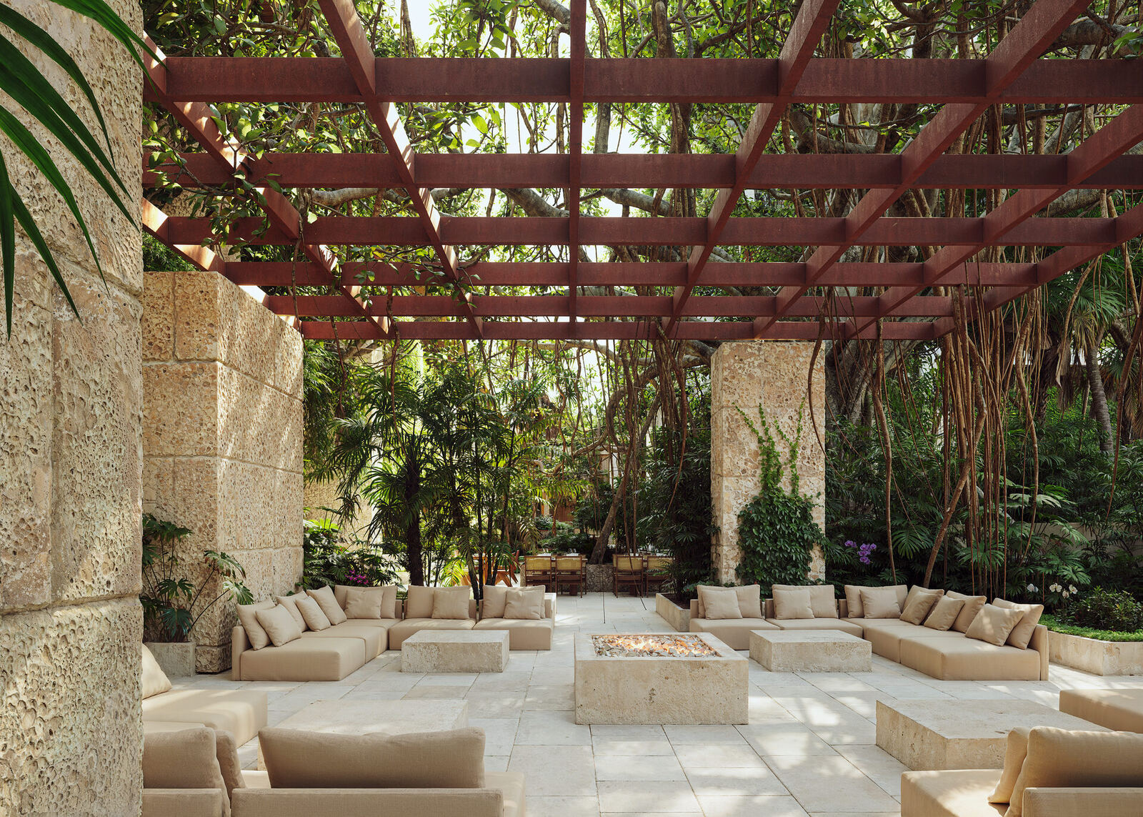 Tropical landscaping at the entry